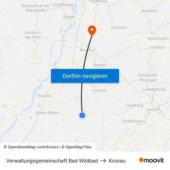 Verwaltungsgemeinschaft Bad Wildbad to Kronau map