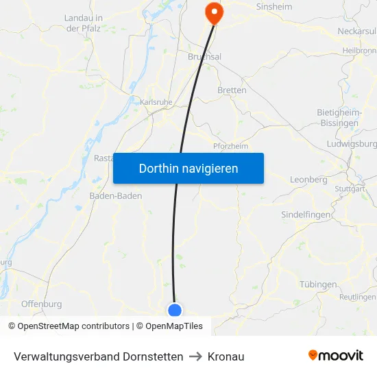 Verwaltungsverband Dornstetten to Kronau map