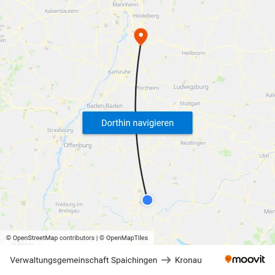 Verwaltungsgemeinschaft Spaichingen to Kronau map