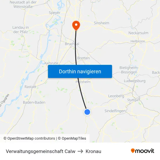 Verwaltungsgemeinschaft Calw to Kronau map