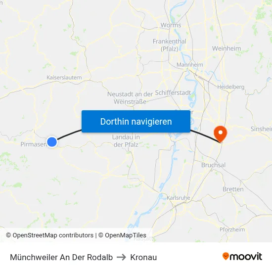 Münchweiler An Der Rodalb to Kronau map