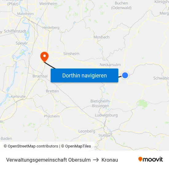 Verwaltungsgemeinschaft Obersulm to Kronau map
