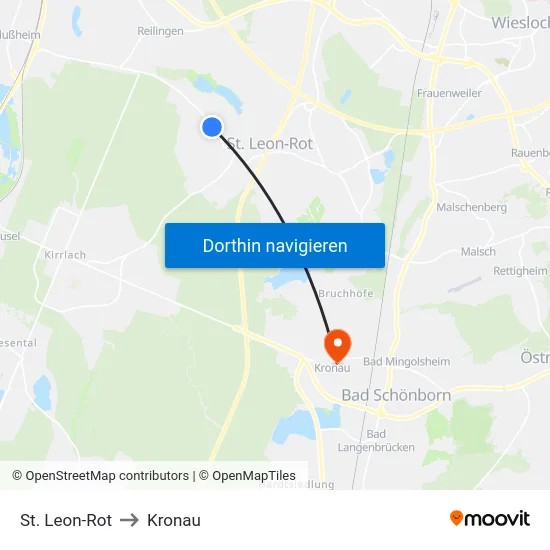 St. Leon-Rot to Kronau map