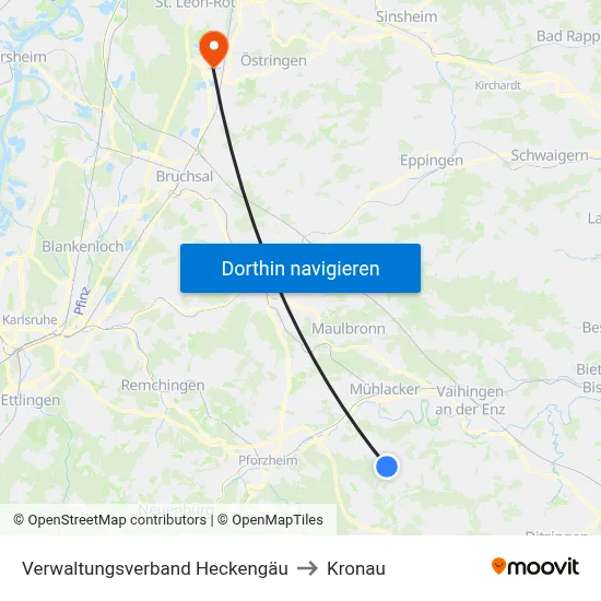 Verwaltungsverband Heckengäu to Kronau map