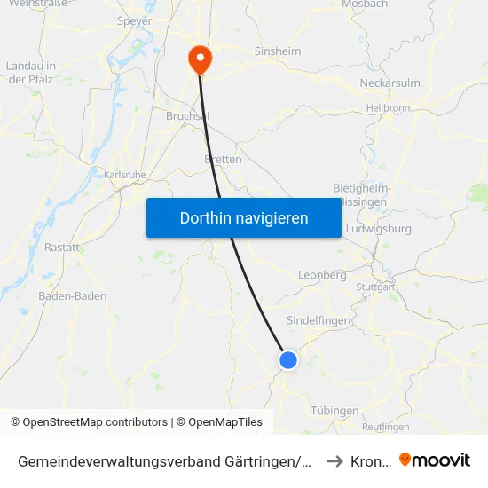 Gemeindeverwaltungsverband Gärtringen/Ehningen to Kronau map
