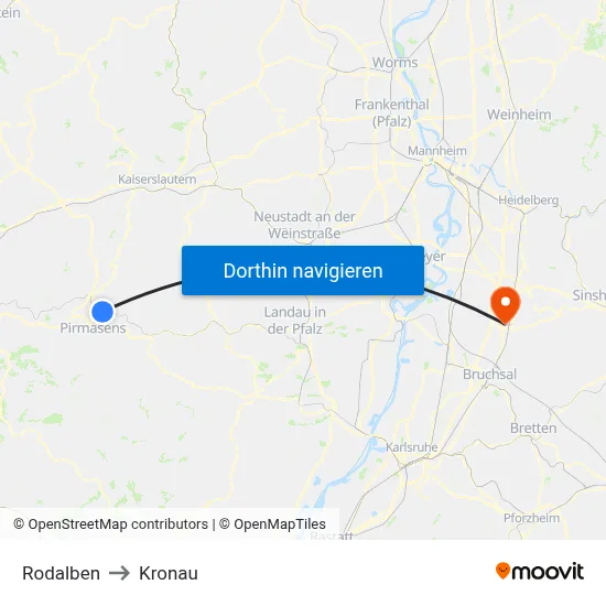 Rodalben to Kronau map