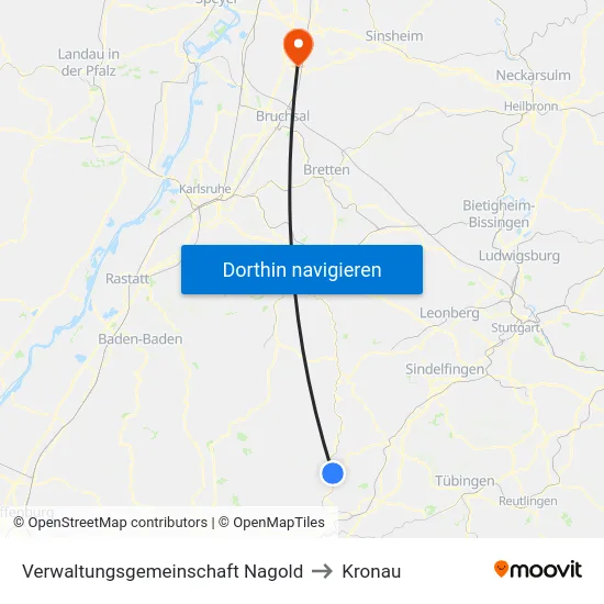 Verwaltungsgemeinschaft Nagold to Kronau map