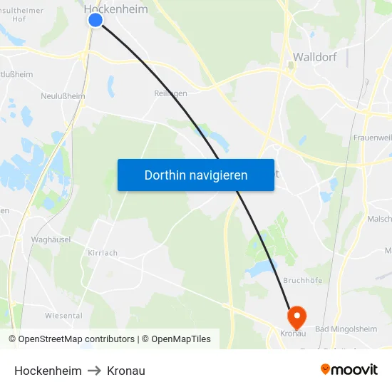 Hockenheim to Kronau map