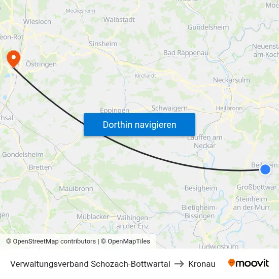 Verwaltungsverband Schozach-Bottwartal to Kronau map