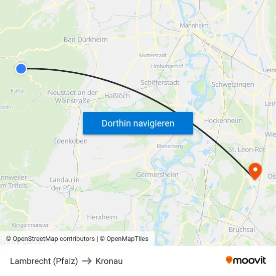 Lambrecht (Pfalz) to Kronau map