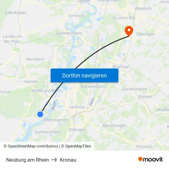Neuburg am Rhein to Kronau map