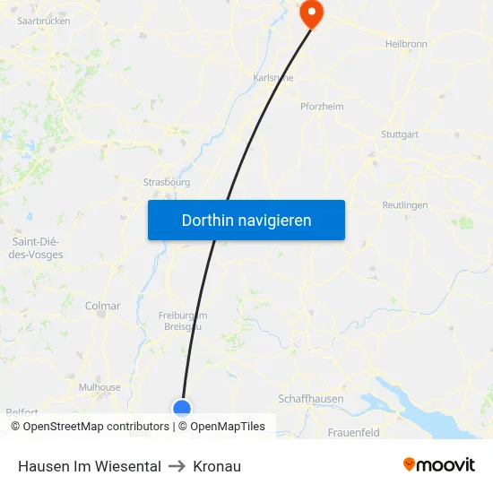 Hausen Im Wiesental to Kronau map