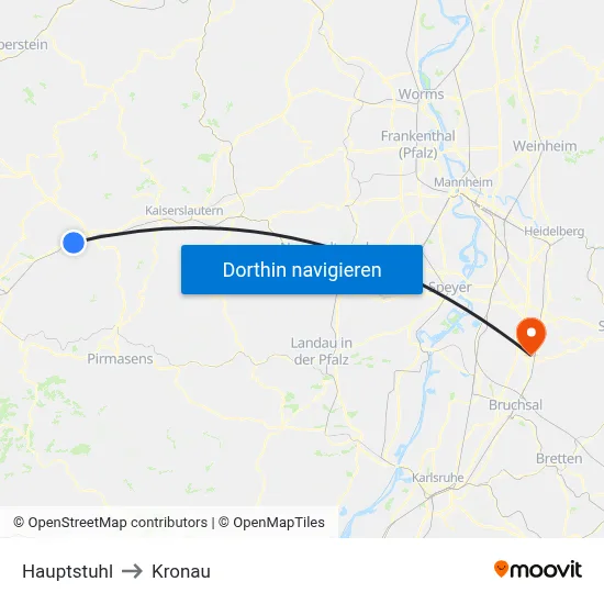 Hauptstuhl to Kronau map