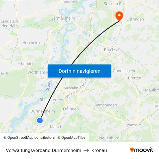 Verwaltungsverband Durmersheim to Kronau map