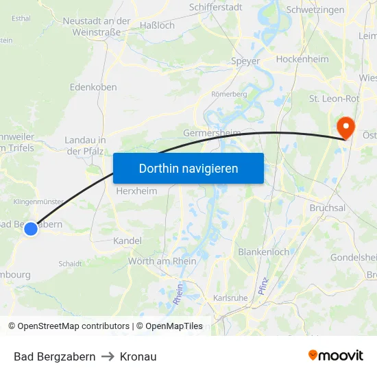 Bad Bergzabern to Kronau map