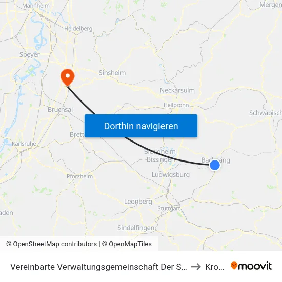 Vereinbarte Verwaltungsgemeinschaft Der Stadt Backnang to Kronau map