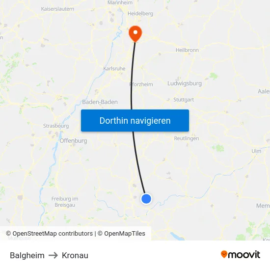 Balgheim to Kronau map