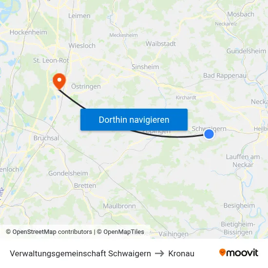 Verwaltungsgemeinschaft Schwaigern to Kronau map