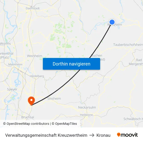 Verwaltungsgemeinschaft Kreuzwertheim to Kronau map