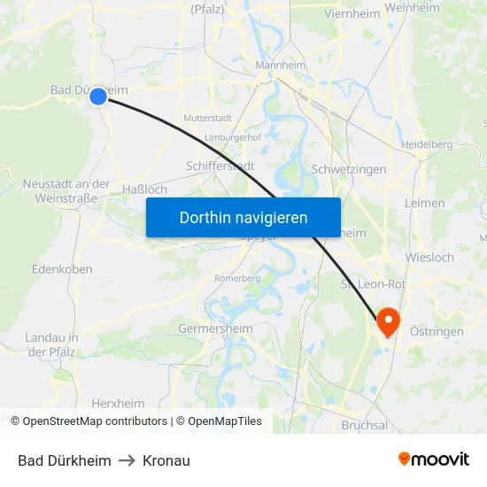 Bad Dürkheim to Kronau map