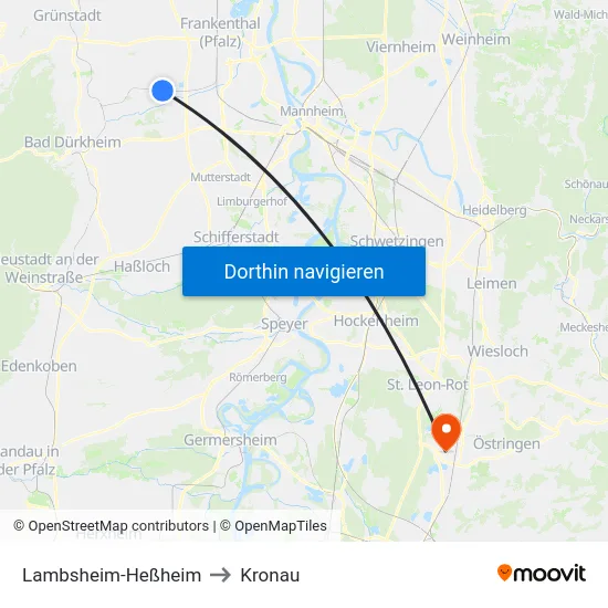 Lambsheim-Heßheim to Kronau map
