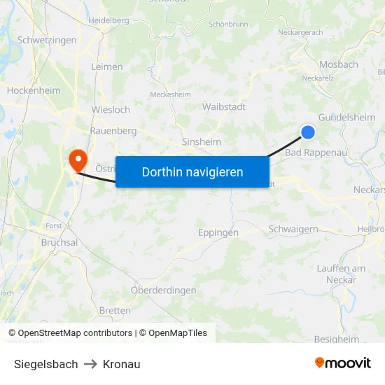 Siegelsbach to Kronau map