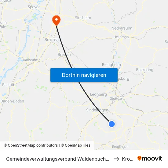 Gemeindeverwaltungsverband Waldenbuch/Steinenbronn to Kronau map