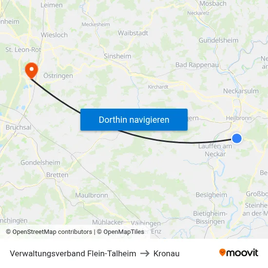 Verwaltungsverband Flein-Talheim to Kronau map