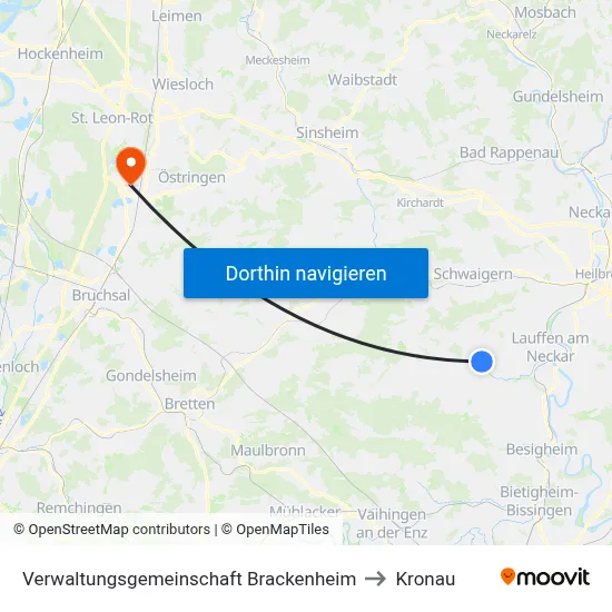 Verwaltungsgemeinschaft Brackenheim to Kronau map
