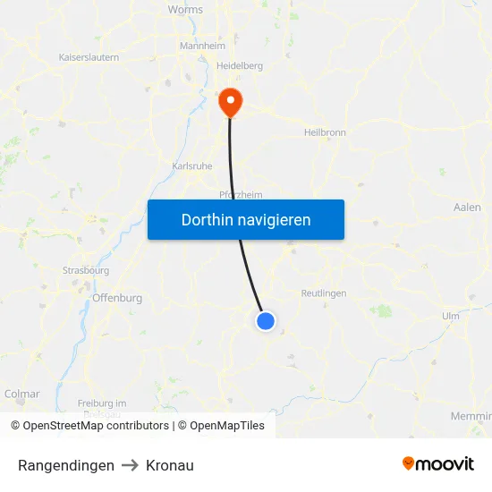 Rangendingen to Kronau map