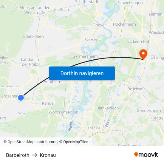 Barbelroth to Kronau map