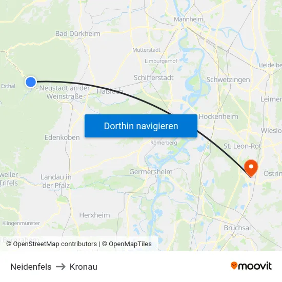 Neidenfels to Kronau map