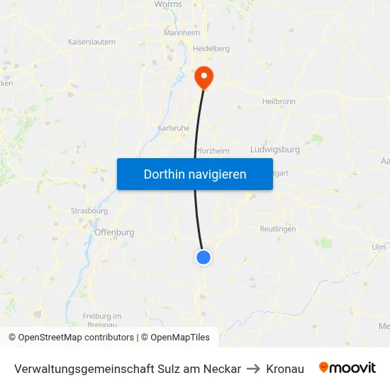 Verwaltungsgemeinschaft Sulz am Neckar to Kronau map