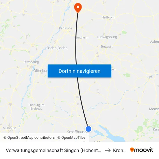 Verwaltungsgemeinschaft Singen (Hohentwiel) to Kronau map