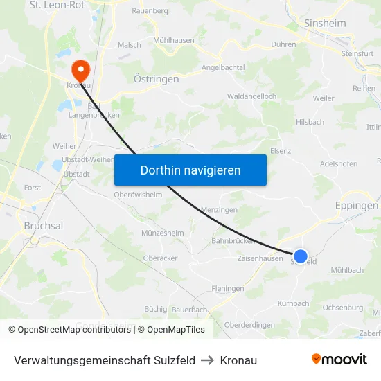 Verwaltungsgemeinschaft Sulzfeld to Kronau map