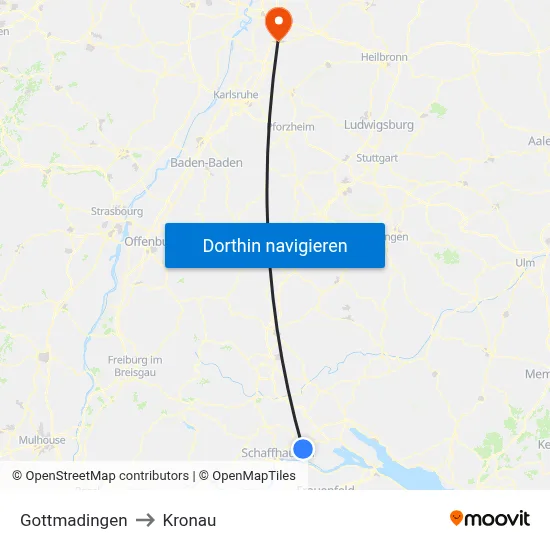 Gottmadingen to Kronau map