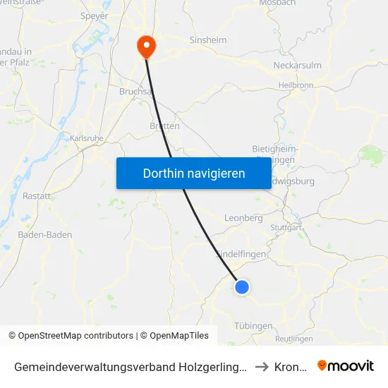 Gemeindeverwaltungsverband Holzgerlingen to Kronau map