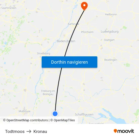 Todtmoos to Kronau map