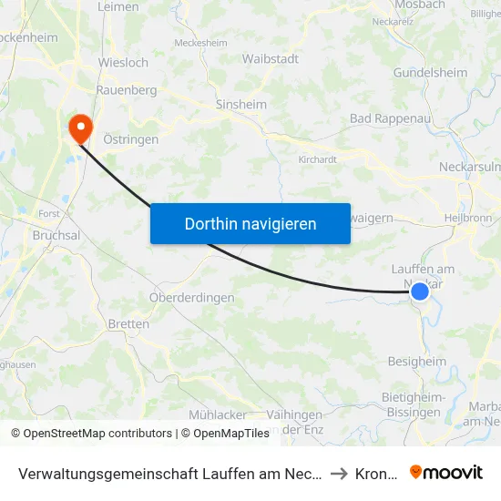 Verwaltungsgemeinschaft Lauffen am Neckar to Kronau map