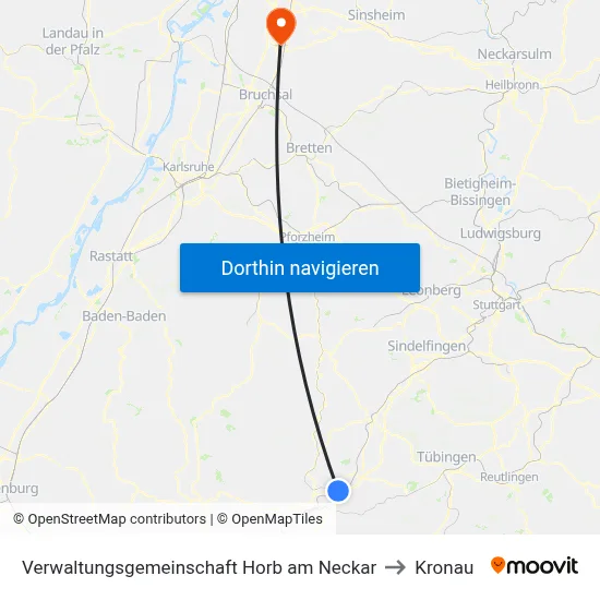 Verwaltungsgemeinschaft Horb am Neckar to Kronau map