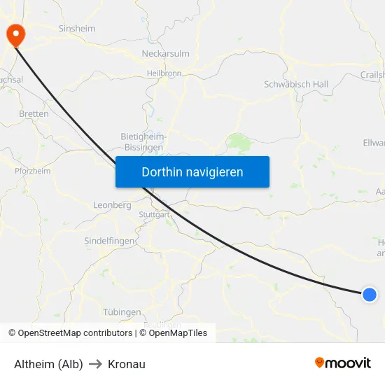 Altheim (Alb) to Kronau map