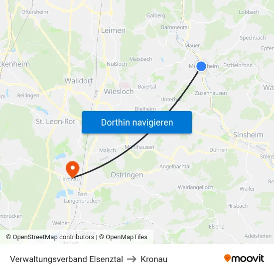 Verwaltungsverband Elsenztal to Kronau map