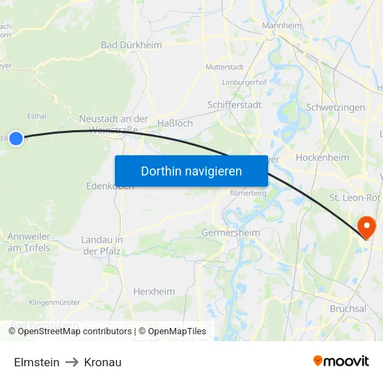 Elmstein to Kronau map