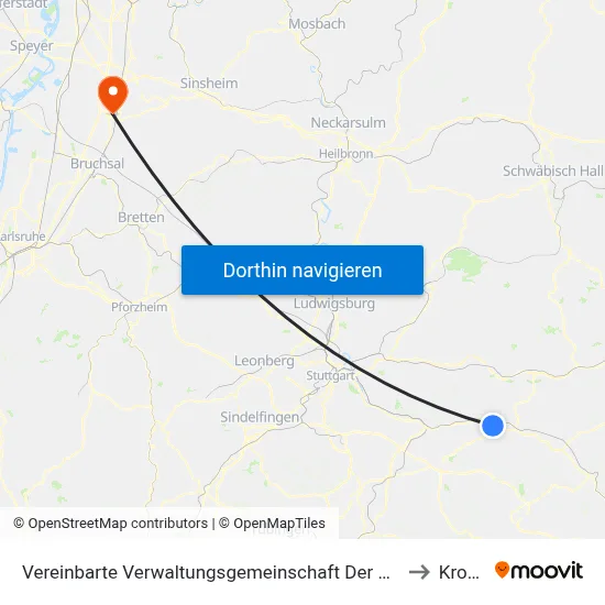 Vereinbarte Verwaltungsgemeinschaft Der Stadt Uhingen to Kronau map