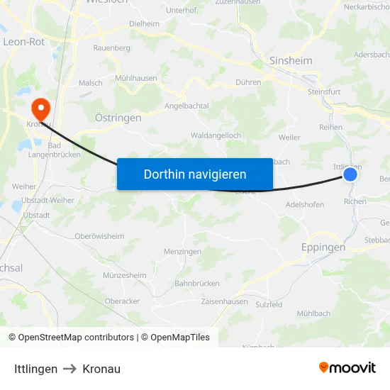 Ittlingen to Kronau map