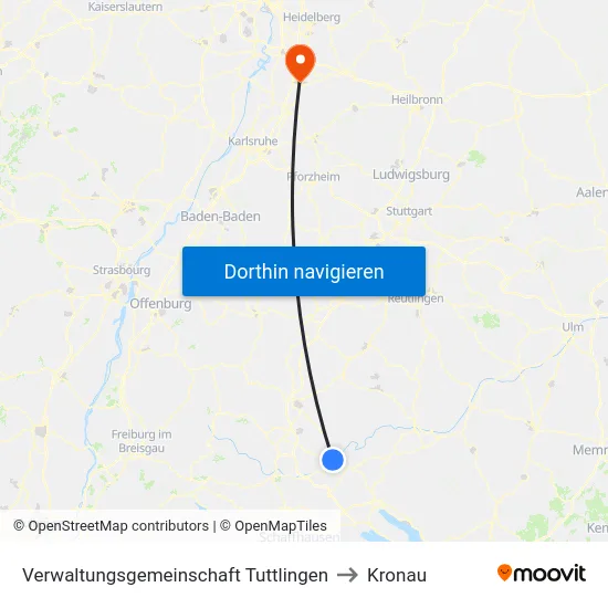 Verwaltungsgemeinschaft Tuttlingen to Kronau map