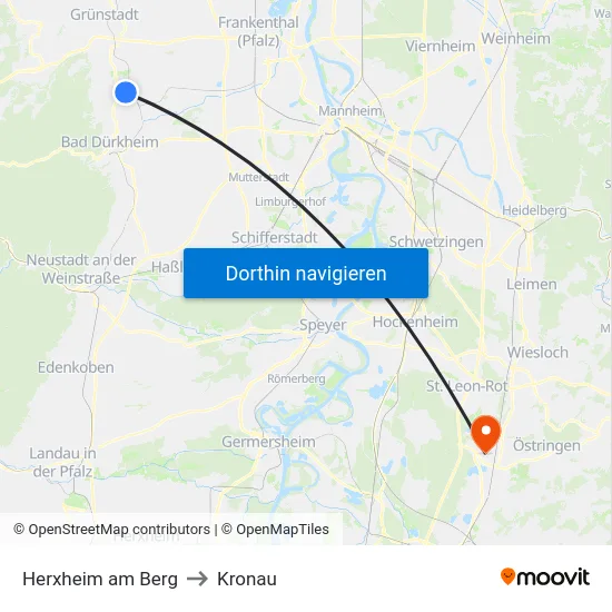 Herxheim am Berg to Kronau map