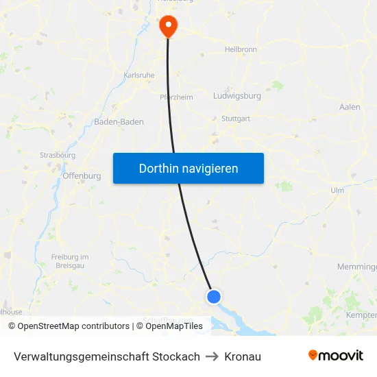 Verwaltungsgemeinschaft Stockach to Kronau map