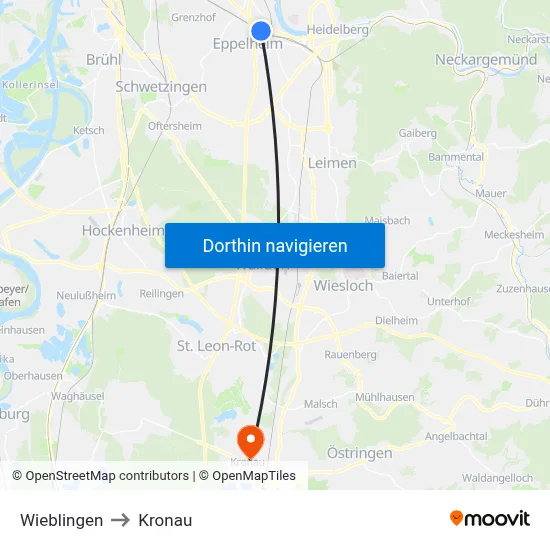 Wieblingen to Kronau map