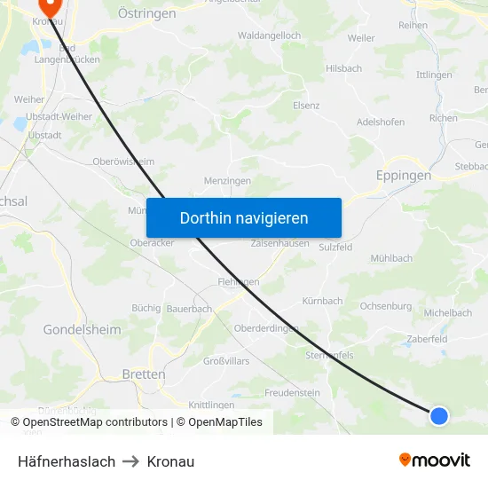 Häfnerhaslach to Kronau map